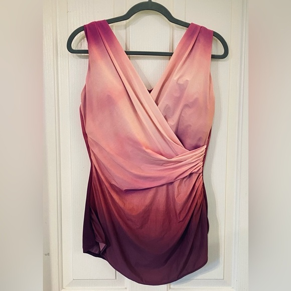 LANDS END Slendersuit with Skirt in Purple Ombre, 14D - Picture 1 of 15